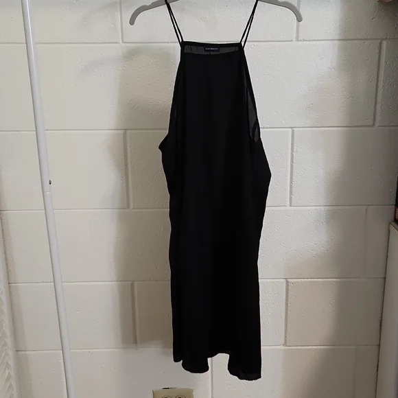 black mini strap dress Black Mini Dress Pearl Straps